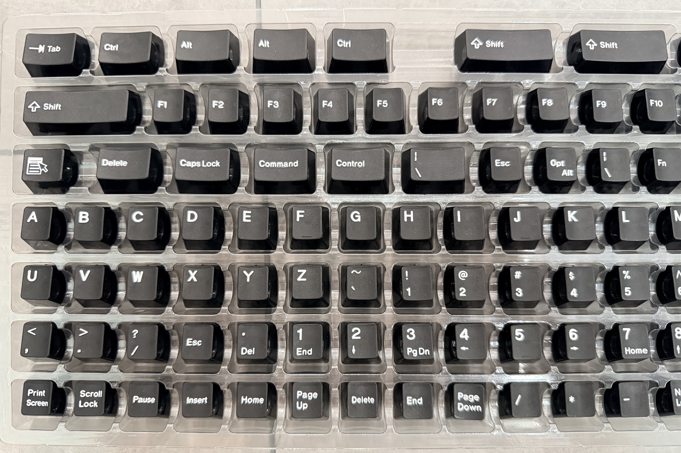 Pad Printed White Text Model F Key Set